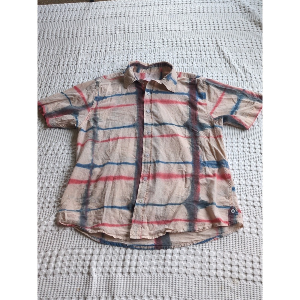 Dushyant Short Sleeve Button Camp Shirt Stripes Multicolor Sz Large Fits Medium